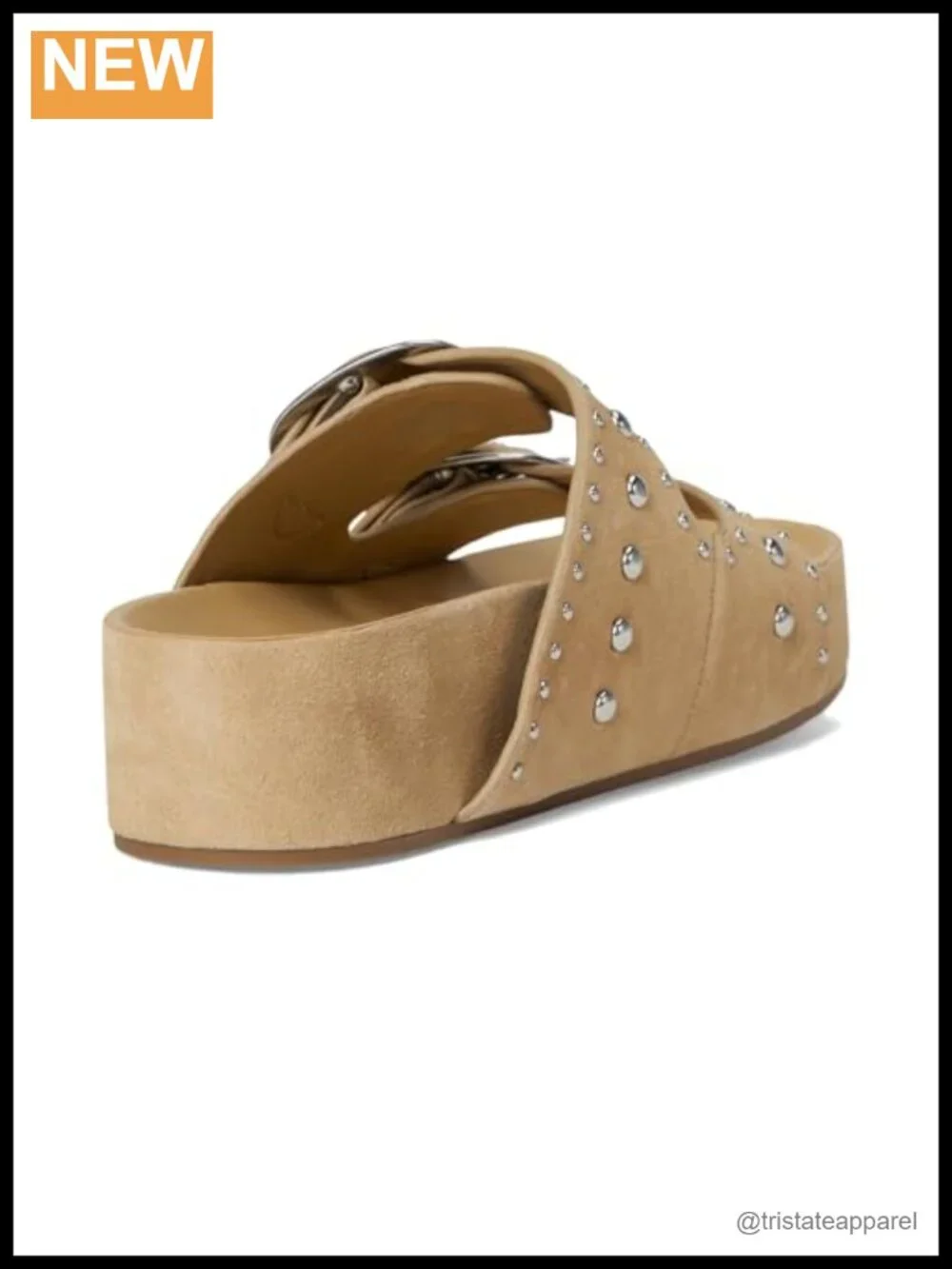 Suede Platform Slide Sandals Dual Buckle Open Toe Casual